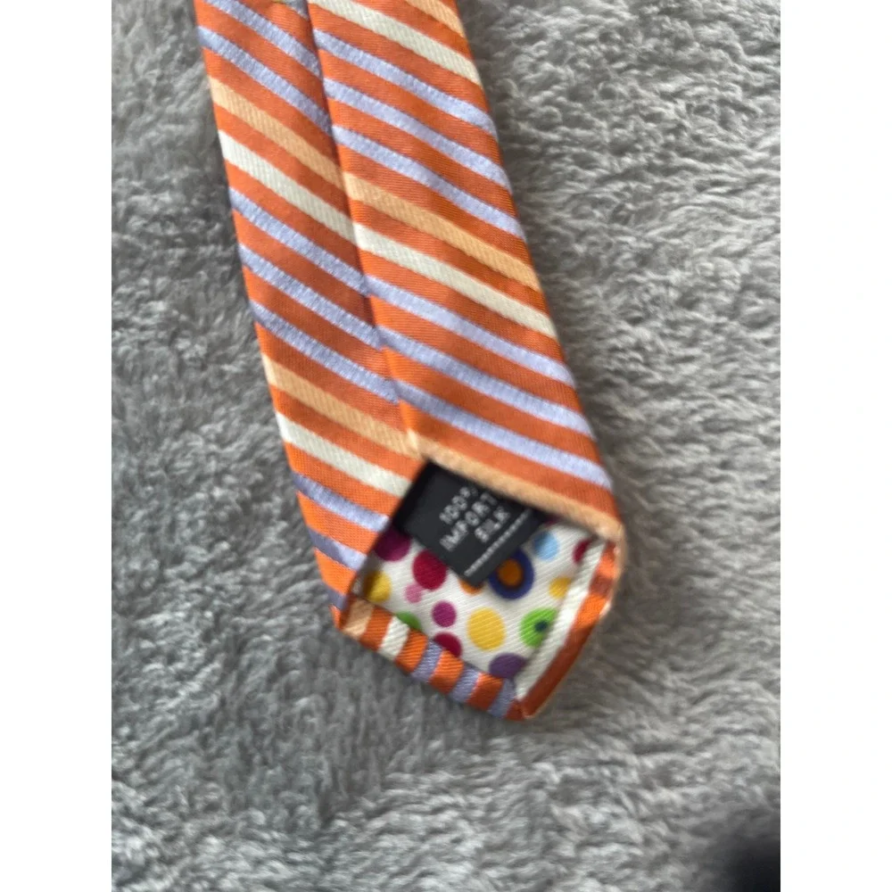City of London Necktie Mens Orange Blue Striped 100%‎ Silk Business